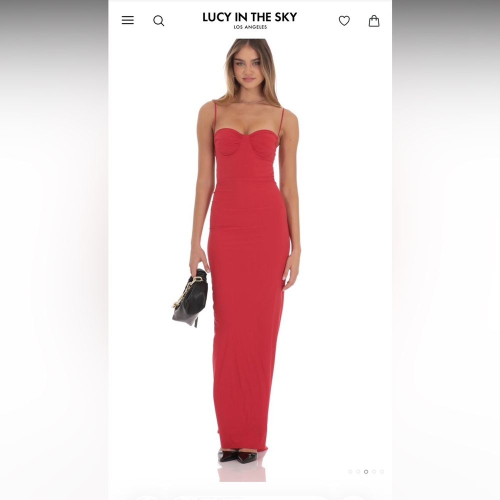 Lucy in the Sky Red Spaghetti-Strap Bustier Maxi Dress